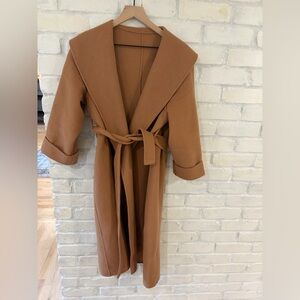 Wool Camel Brown Belted Coat